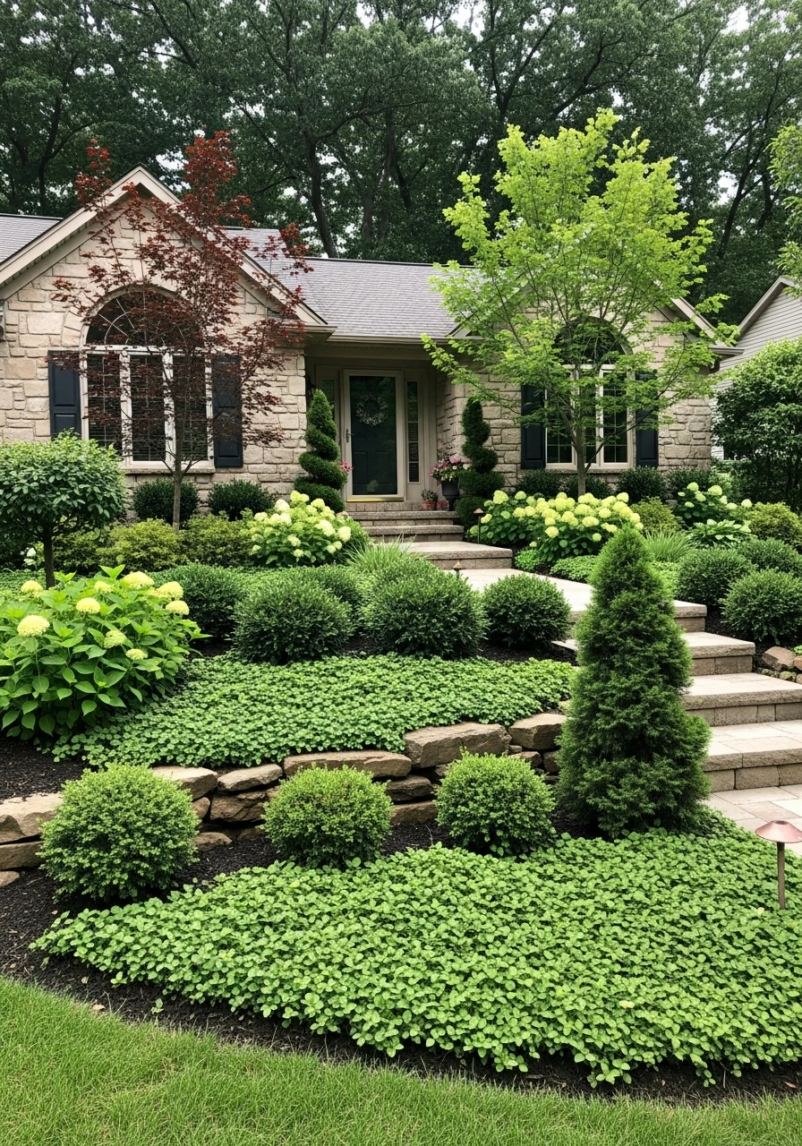 Full Greenery Layout - 50 Budget-Friendly Front Yard Landscaping Ideas for Instant Curb Appeal