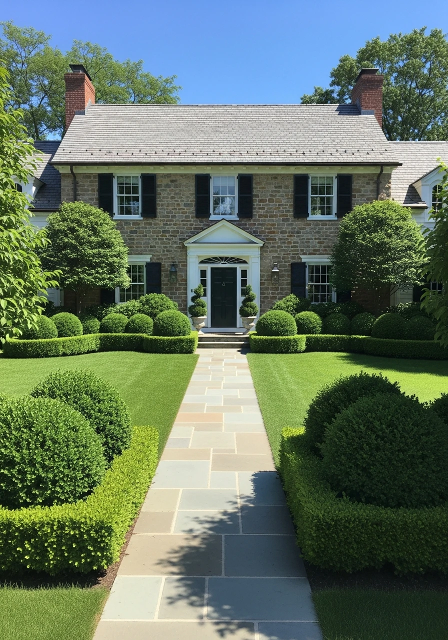 Structured Shrub Borders - 50 Budget-Friendly Front Yard Landscaping Ideas for Instant Curb Appeal