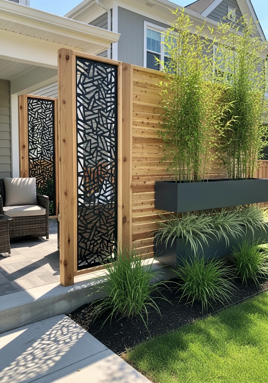 Privacy Garden Screens - 50 Budget-Friendly Front Yard Landscaping Ideas for Instant Curb Appeal