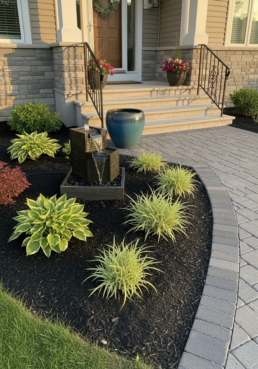 Small Water Feature - 50 Budget-Friendly Front Yard Landscaping Ideas for Instant Curb Appeal