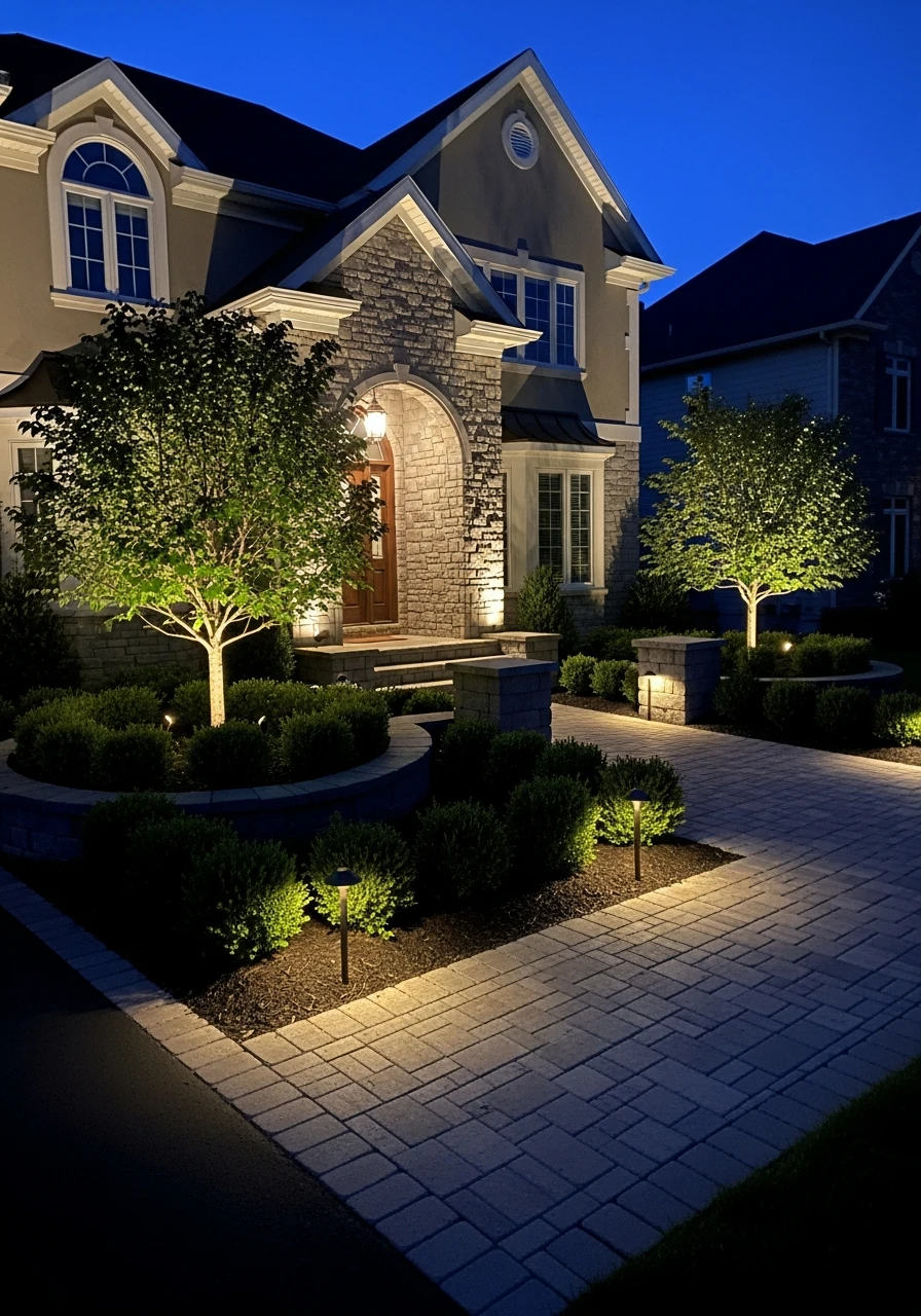 Smart Lighting System - 50 Budget-Friendly Front Yard Landscaping Ideas for Instant Curb Appeal