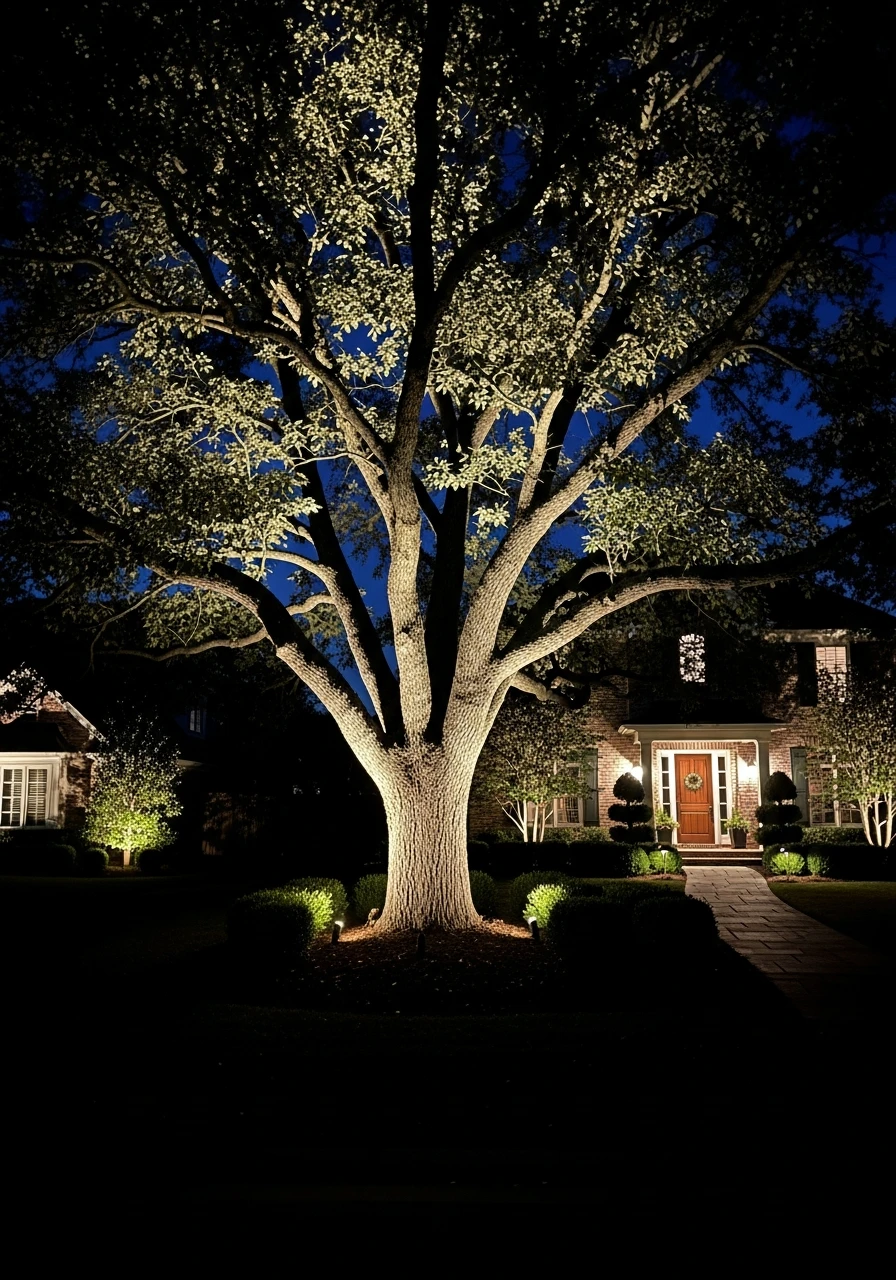 Uplighting for Trees - 50 Budget-Friendly Front Yard Landscaping Ideas for Instant Curb Appeal