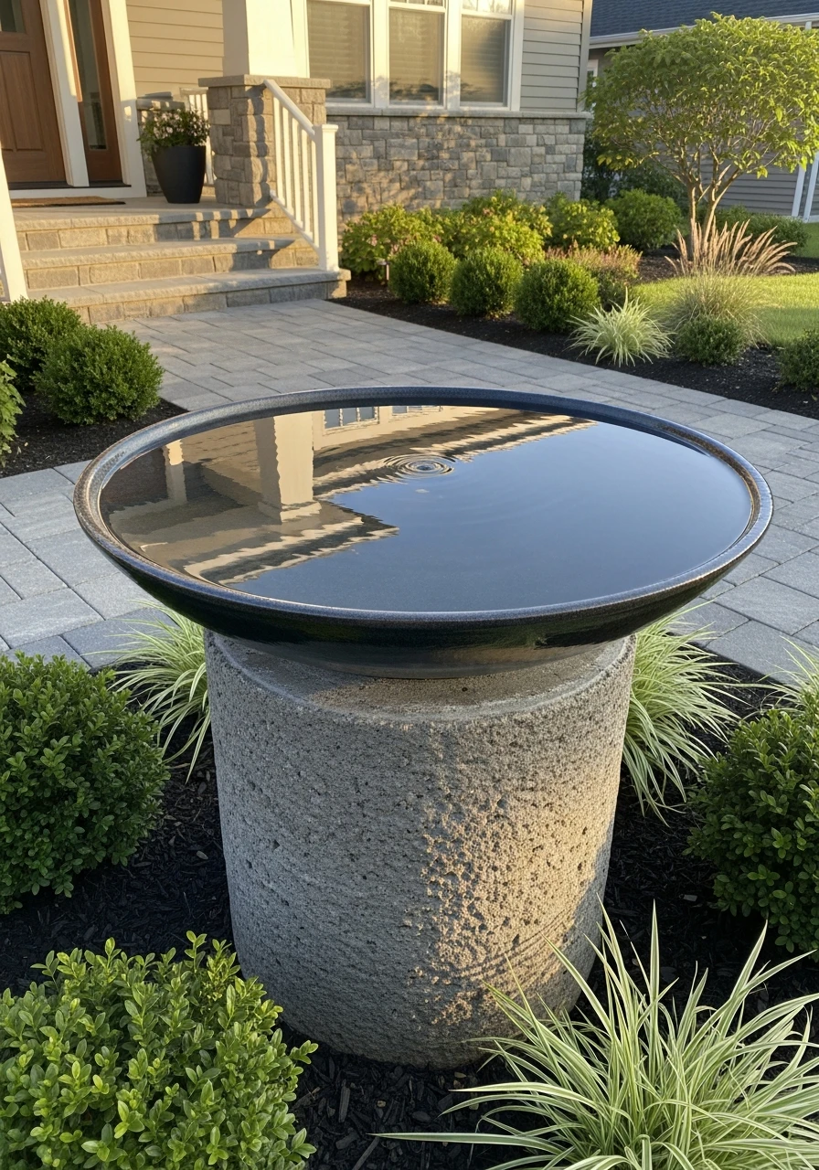 Reflective Water Bowl - 50 Budget-Friendly Front Yard Landscaping Ideas for Instant Curb Appeal