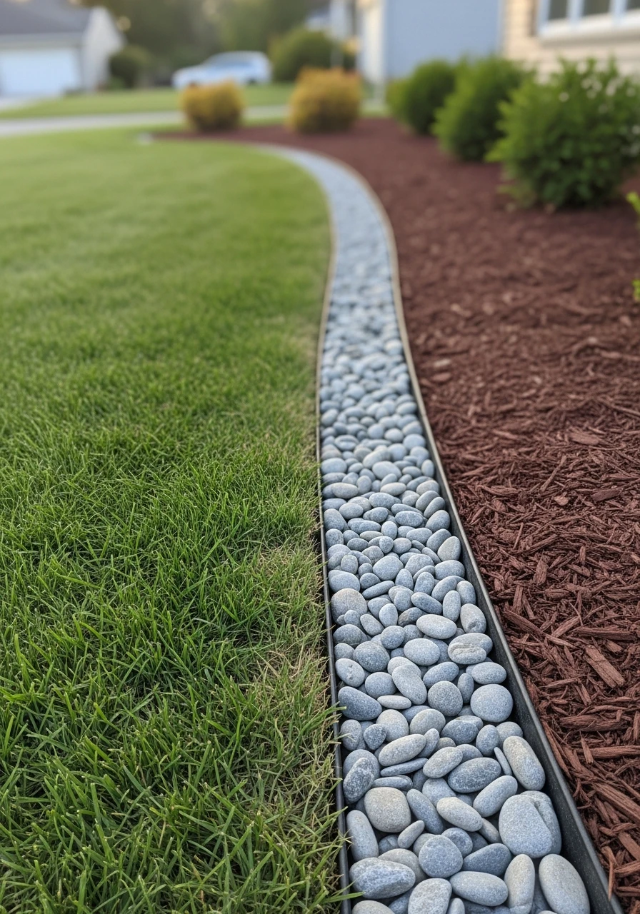 Mixed Landscape Edging - 50 Budget-Friendly Front Yard Landscaping Ideas for Instant Curb Appeal