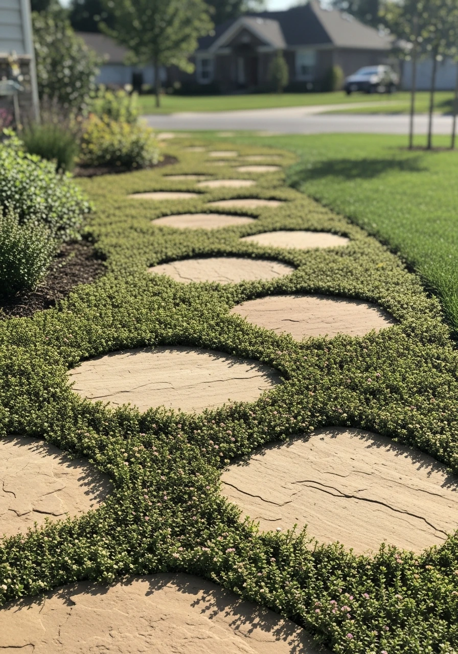 Stepping Stones Between Plants - 50 Low Maintenance Landscape Ideas So You Can Stop Working and Start Relaxing