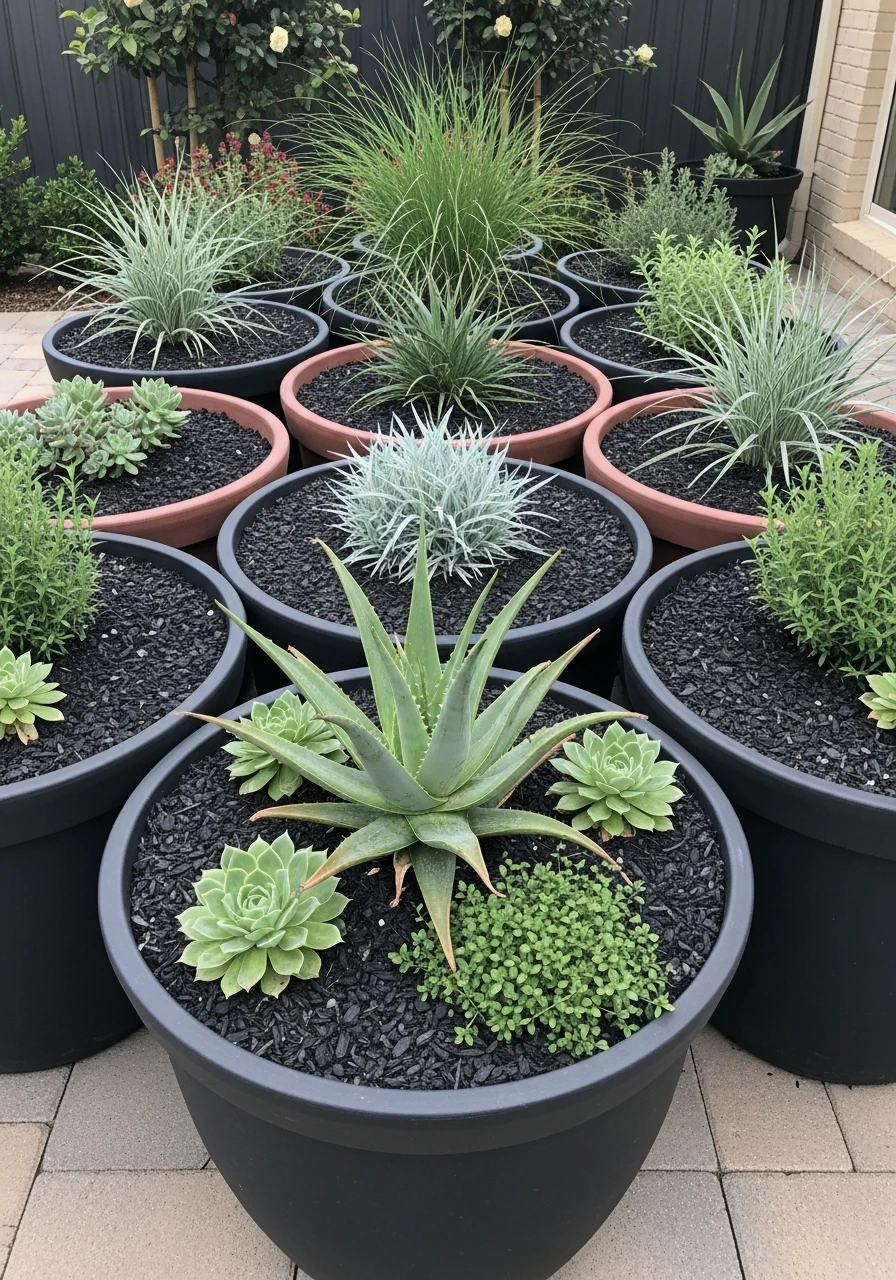 Large Container Gardens - 50 Low Maintenance Landscape Ideas So You Can Stop Working and Start Relaxing