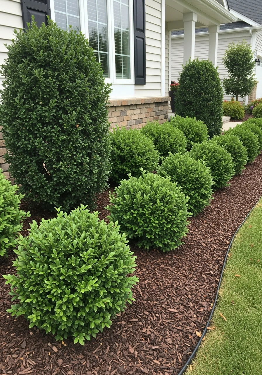 Evergreen Shrubs Are Foundation - 50 Low Maintenance Landscape Ideas So You Can Stop Working and Start Relaxing