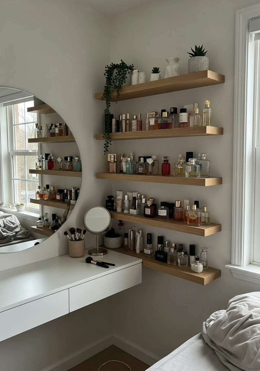 Open Shelf Display Vanity - 50 Best Makeup Vanity Ideas