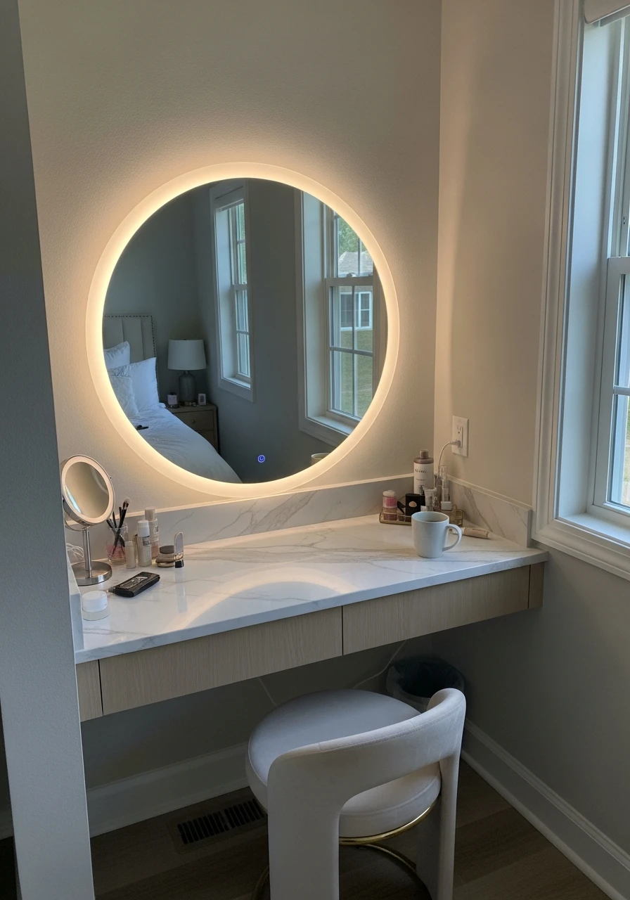 Backlit Mirror Vanity - 50 Best Makeup Vanity Ideas