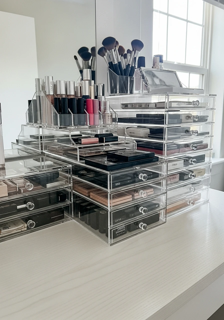 Clear Acrylic Vanity - 50 Best Makeup Vanity Ideas