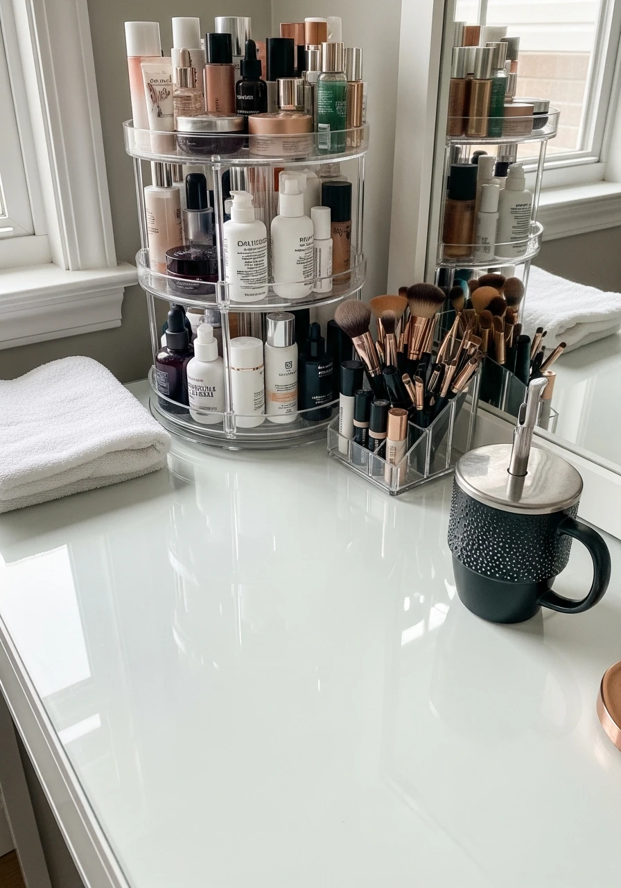 Rotating Organizer Vanity - 50 Best Makeup Vanity Ideas
