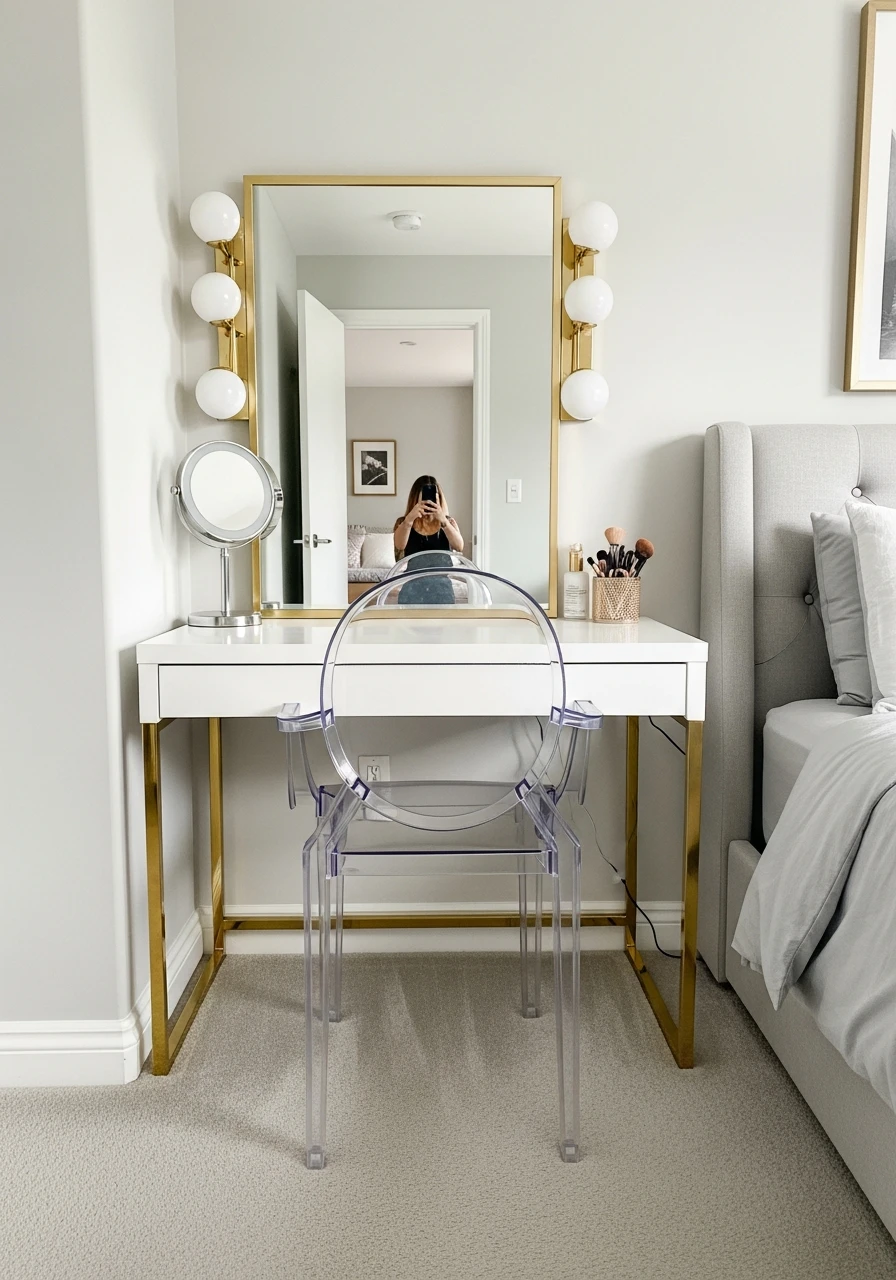 Clear Acrylic Chair - 50 Best Makeup Vanity Ideas