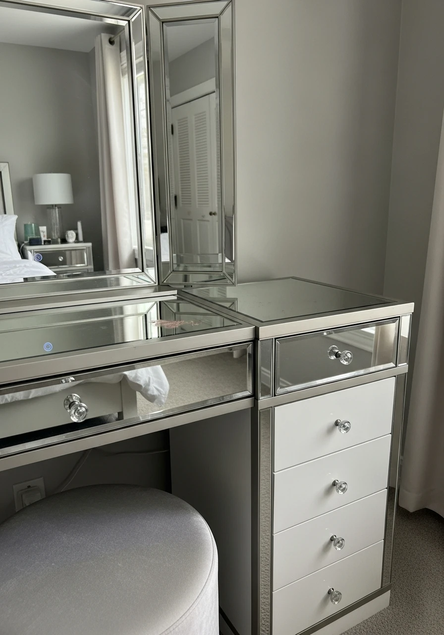 Mirrored Glam Vanity - 50 Best Makeup Vanity Ideas