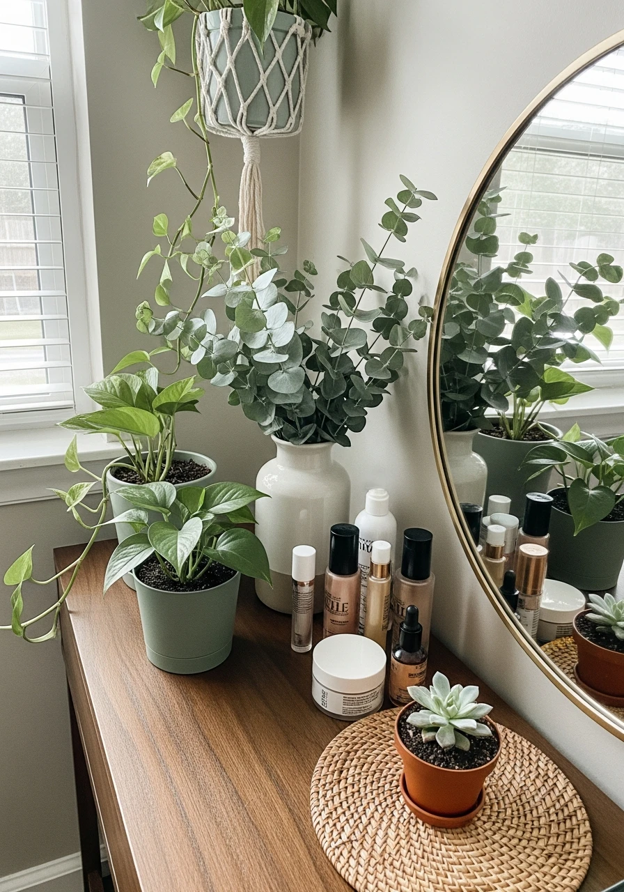 Green Botanical Vanity - 50 Best Makeup Vanity Ideas