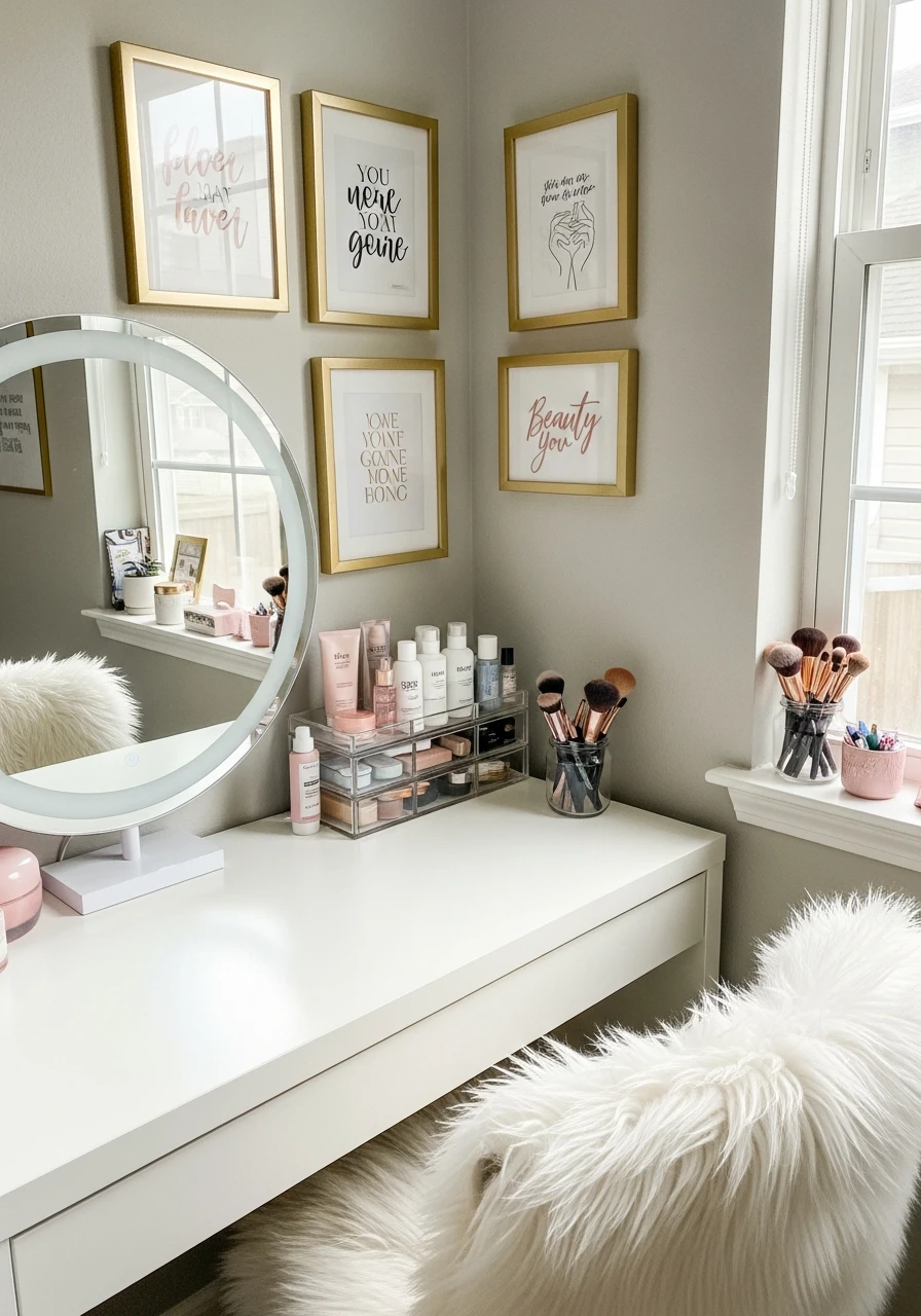 Art and Quote Vanity - 50 Best Makeup Vanity Ideas