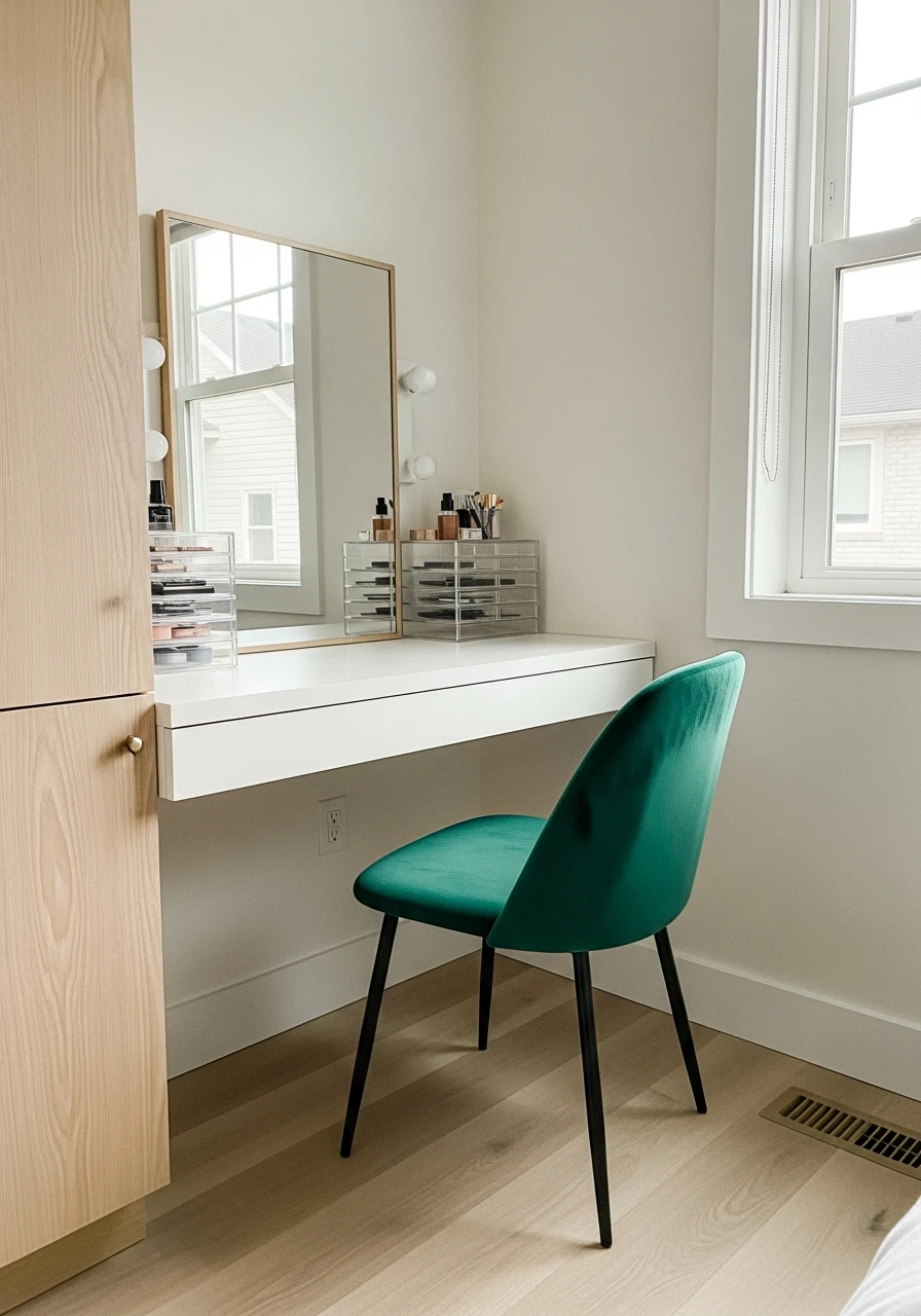 Single Accent Color - 50 Best Makeup Vanity Ideas