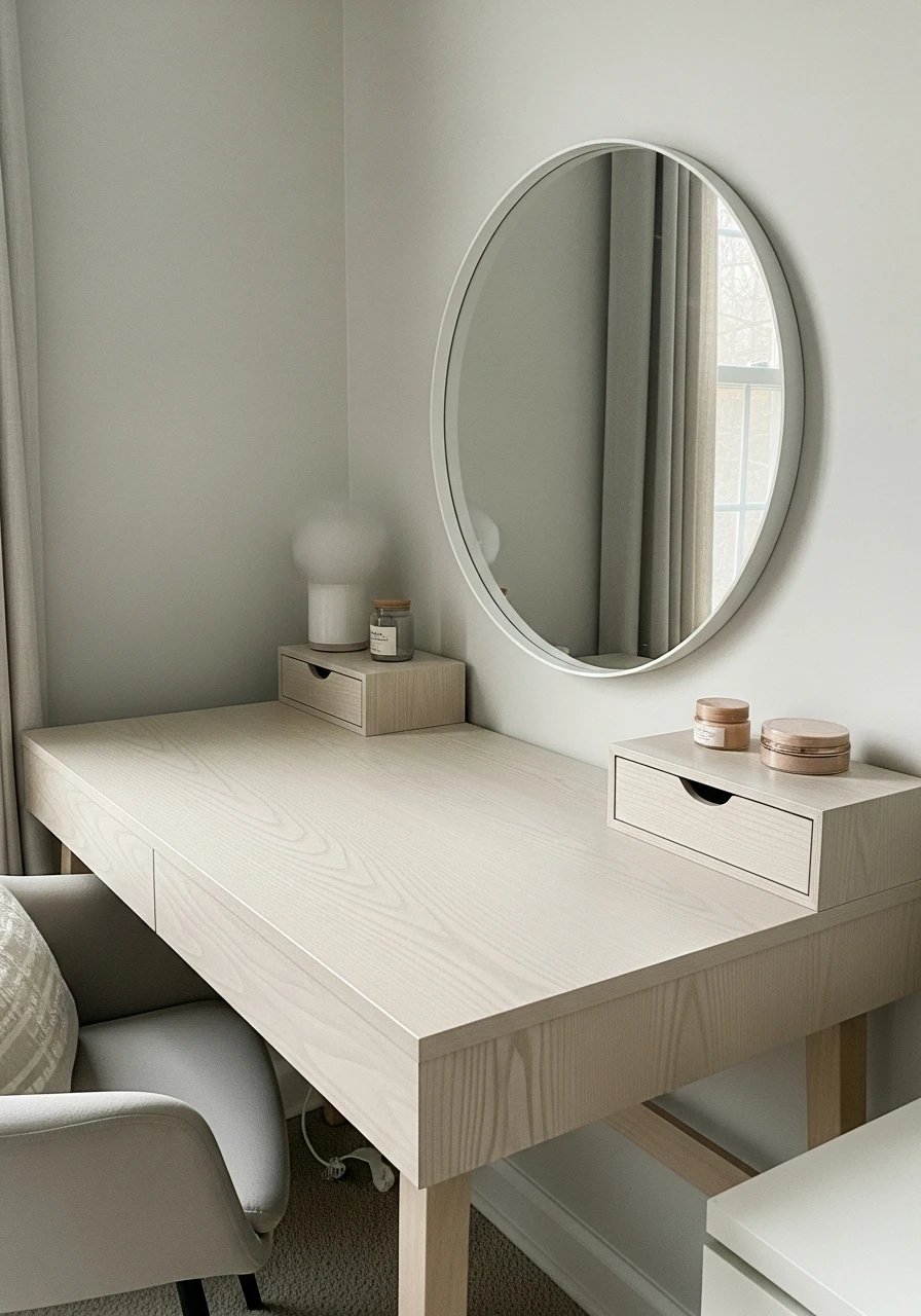 Light Wood Scandi Vanity - 50 Best Makeup Vanity Ideas