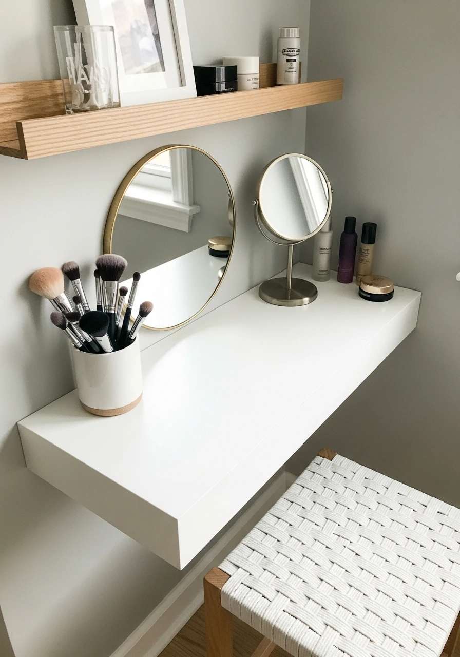 Floating Shelf Makeup Vanity - 50 Best Makeup Vanity Ideas