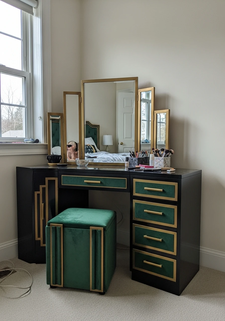 Geometric Art Deco Vanity - 50 Best Makeup Vanity Ideas
