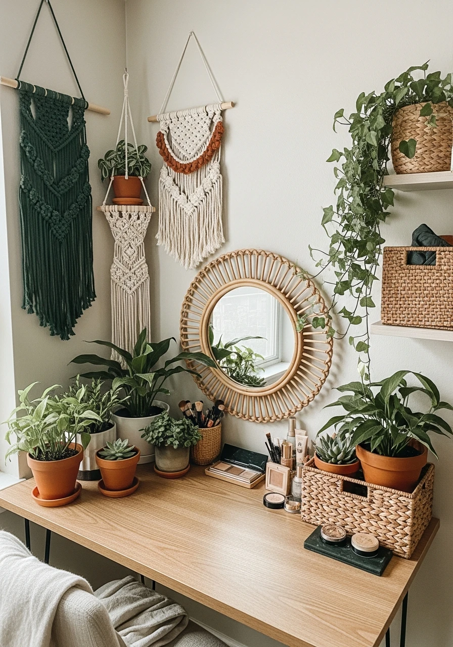 Natural Boho Vanity - 50 Best Makeup Vanity Ideas