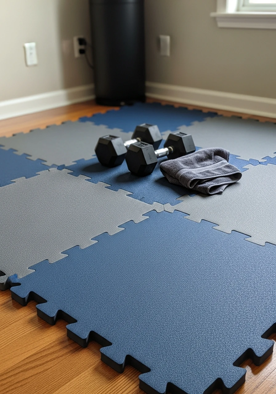 Interlocking Foam Tiles - mini gym at home ideas