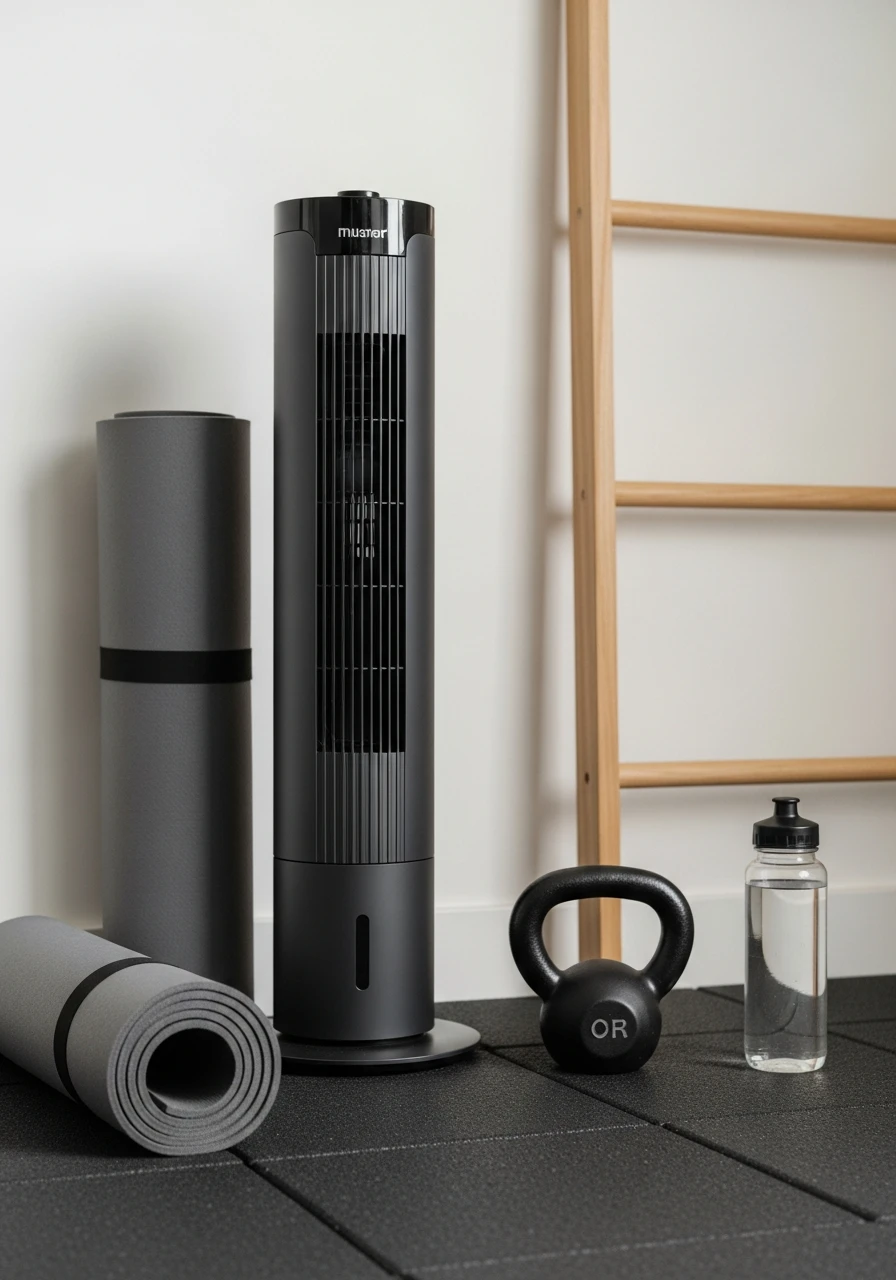 Stylish Floor Fan - mini gym at home ideas