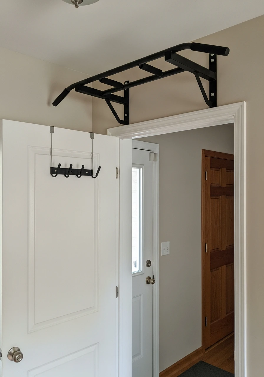 Door-Mounted Pull-Up Bar - mini gym at home ideas