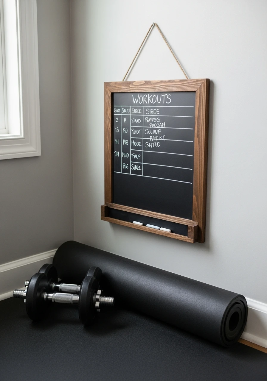 Chalkboard or Whiteboard - mini gym at home ideas