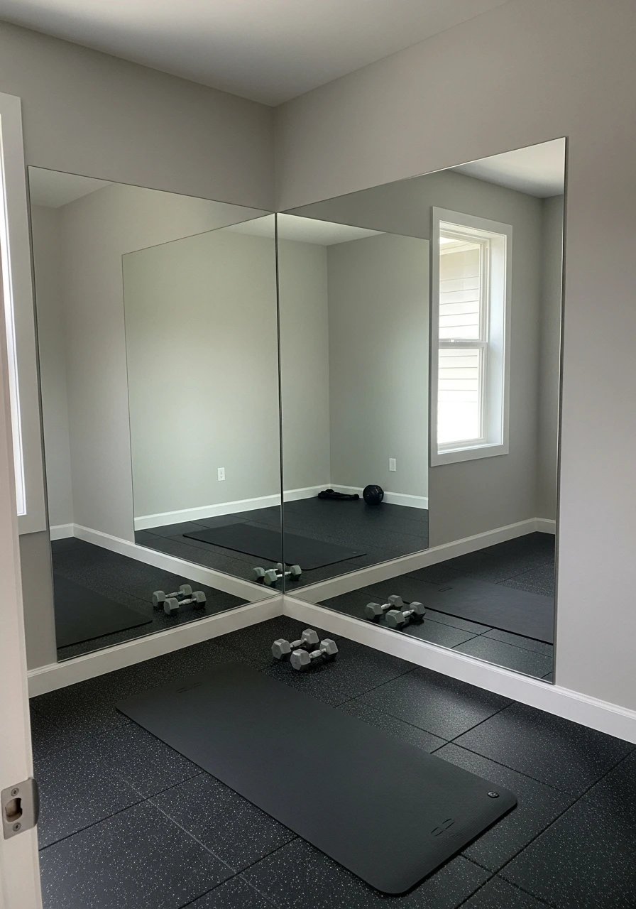 Full Wall Mirror - mini gym at home ideas