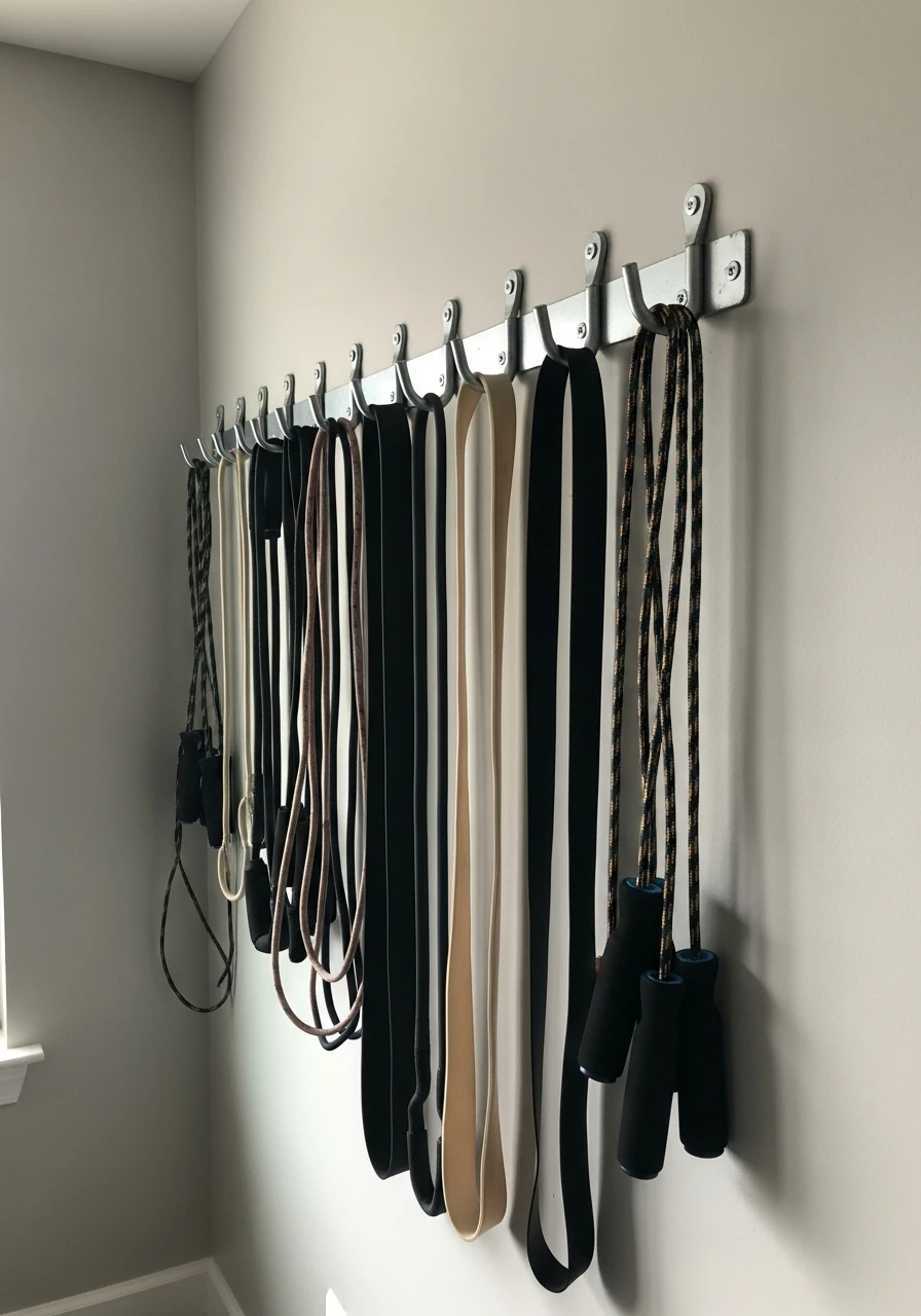 Wall Hooks for Bands - mini gym at home ideas