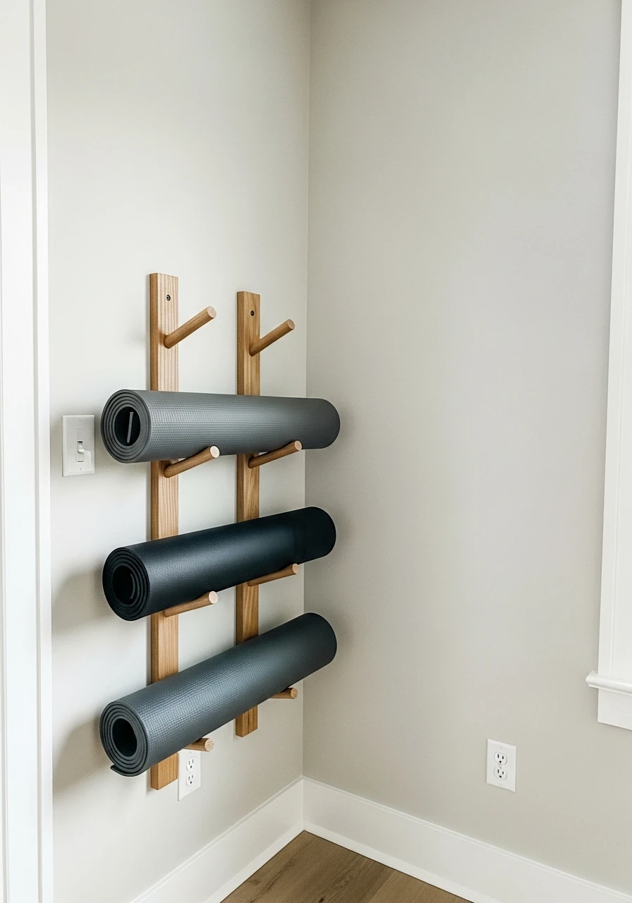 Vertical Yoga Mat Holder - mini gym at home ideas