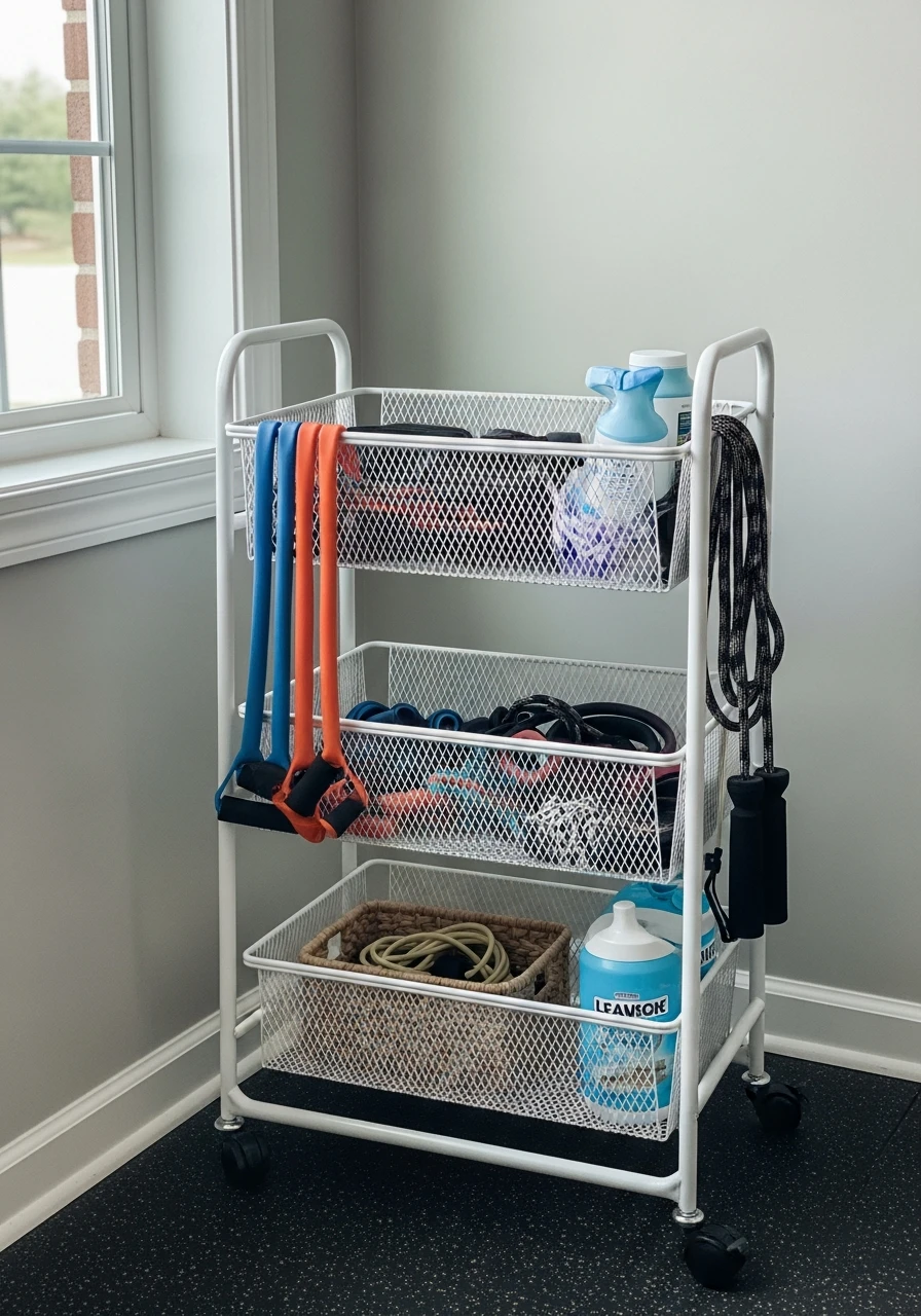 Rolling Storage Cart - mini gym at home ideas