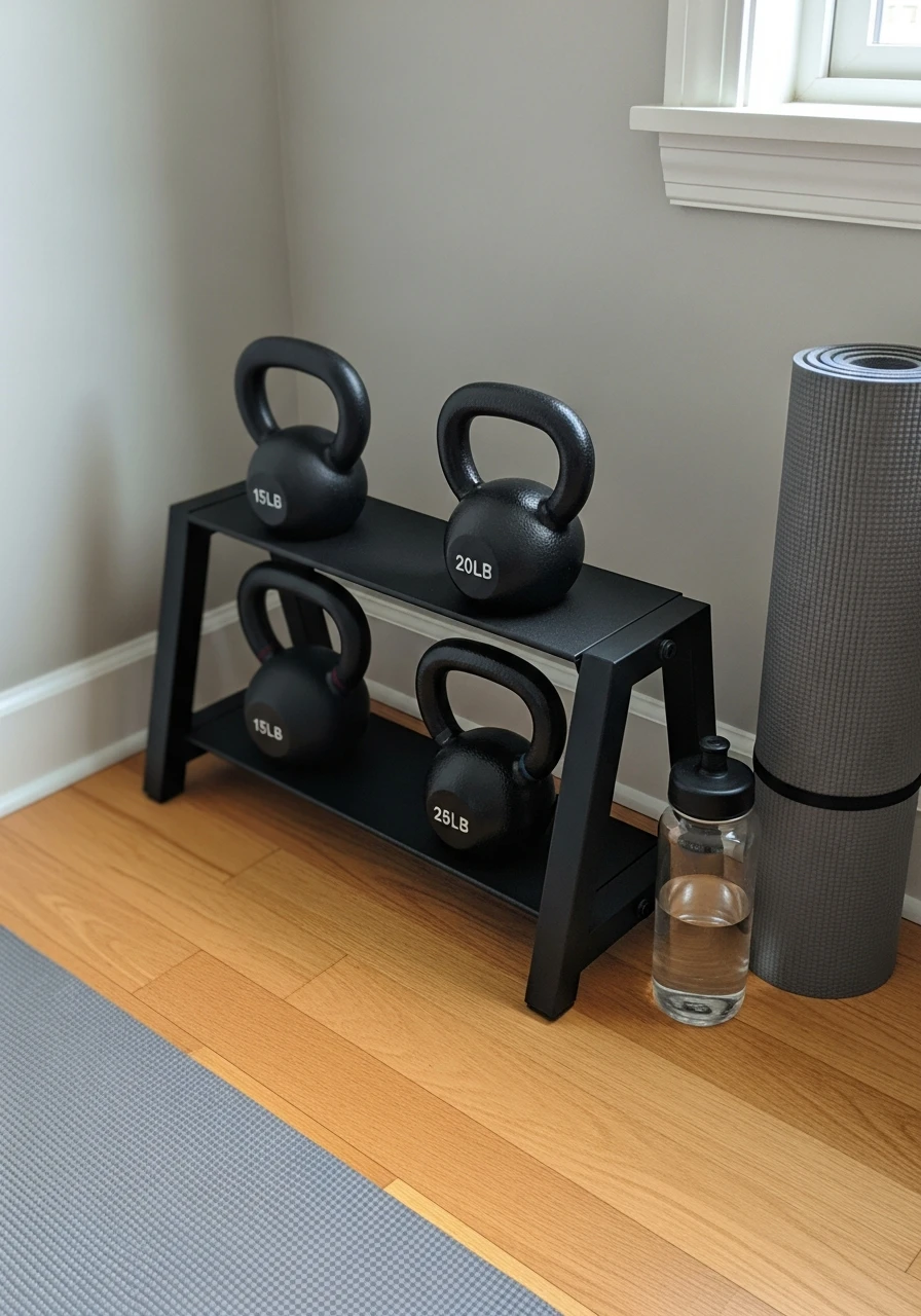 Small Kettlebell Stand - mini gym at home ideas