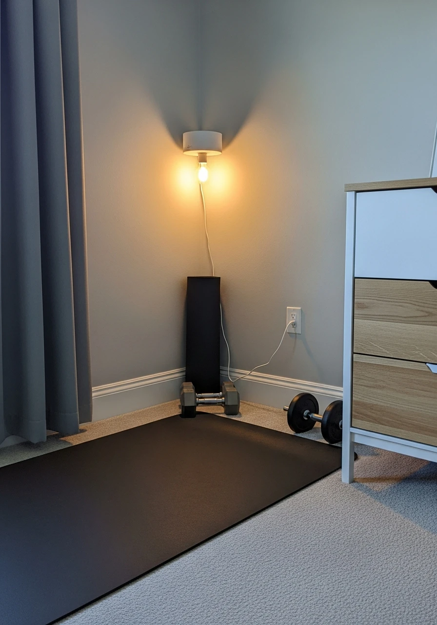 Adjustable Lighting - mini gym at home ideas