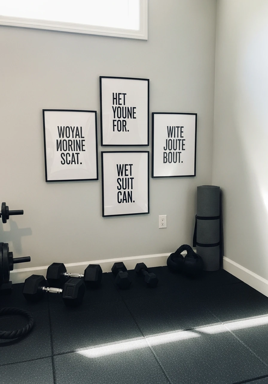 Motivational Wall Art - mini gym at home ideas