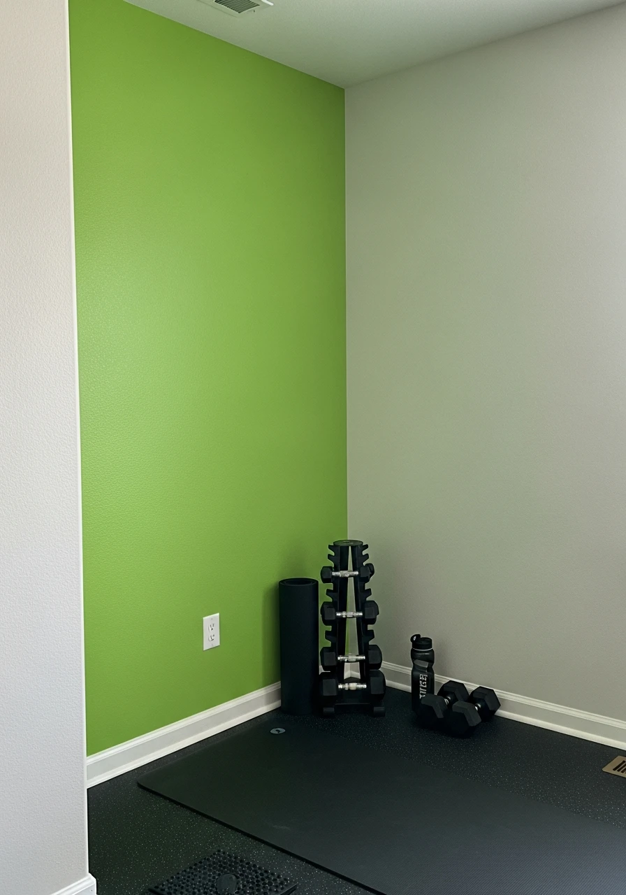 Bright Accent Wall - mini gym at home ideas