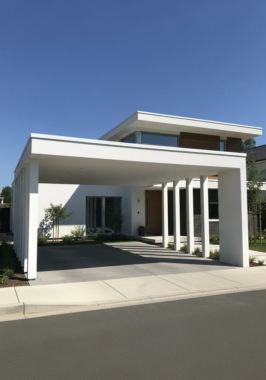 Clean White Minimalist Space - 50 Modern Carport Ideas for High-End Curb Appeal