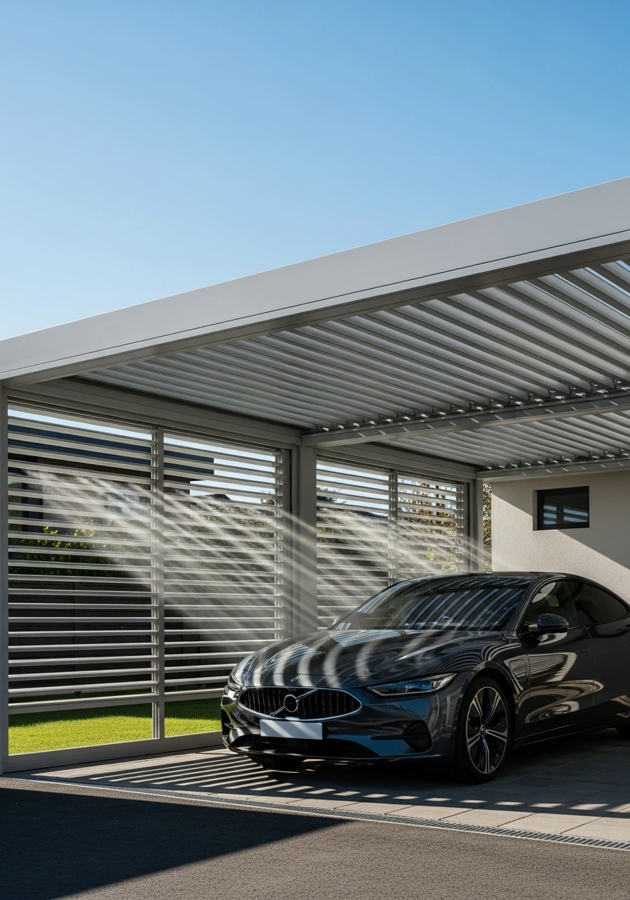 Adjustable Louvered Shade - 50 Modern Carport Ideas for High-End Curb Appeal