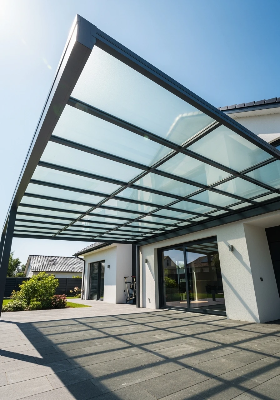 Bright Glass Panel Roof - 50 Modern Carport Ideas for High-End Curb Appeal