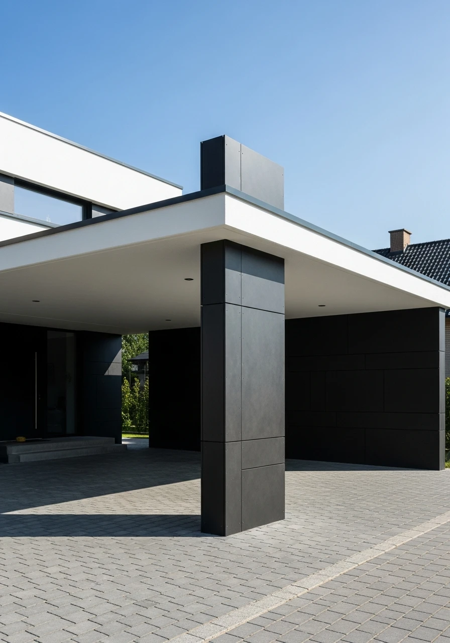 Central Support Column - 50 Modern Carport Ideas for High-End Curb Appeal