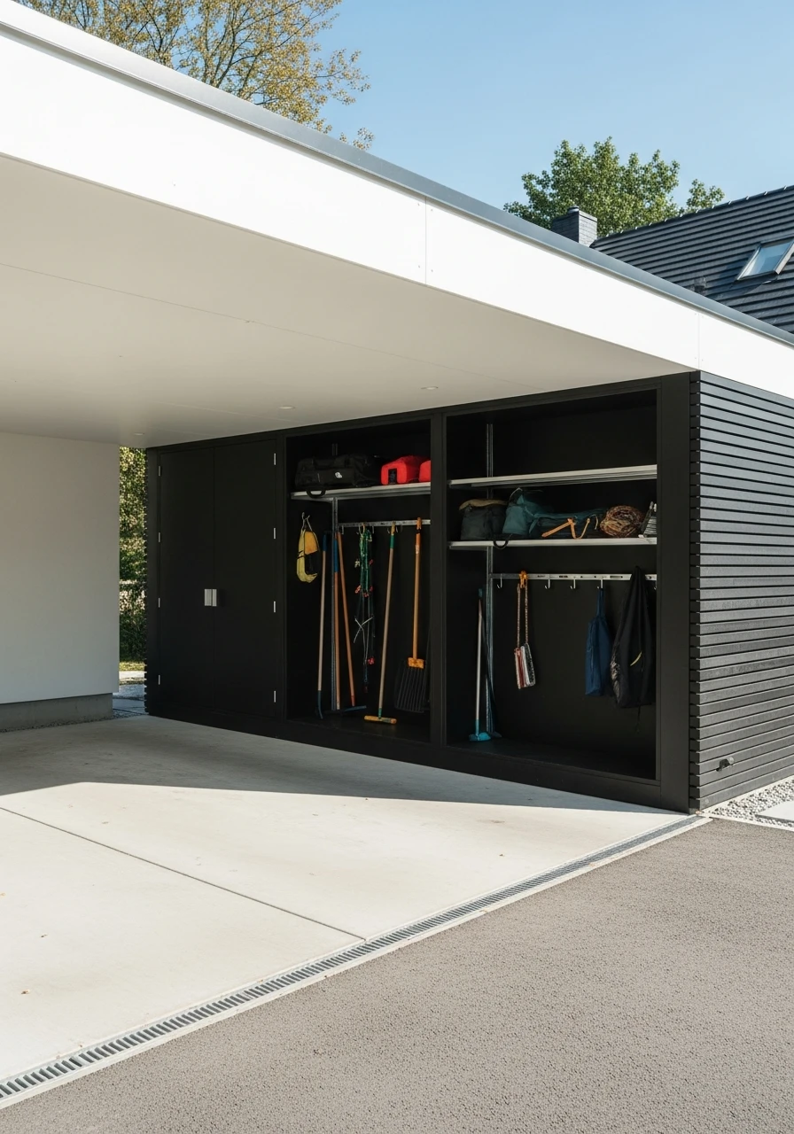 Hidden Storage Wall - 50 Modern Carport Ideas for High-End Curb Appeal