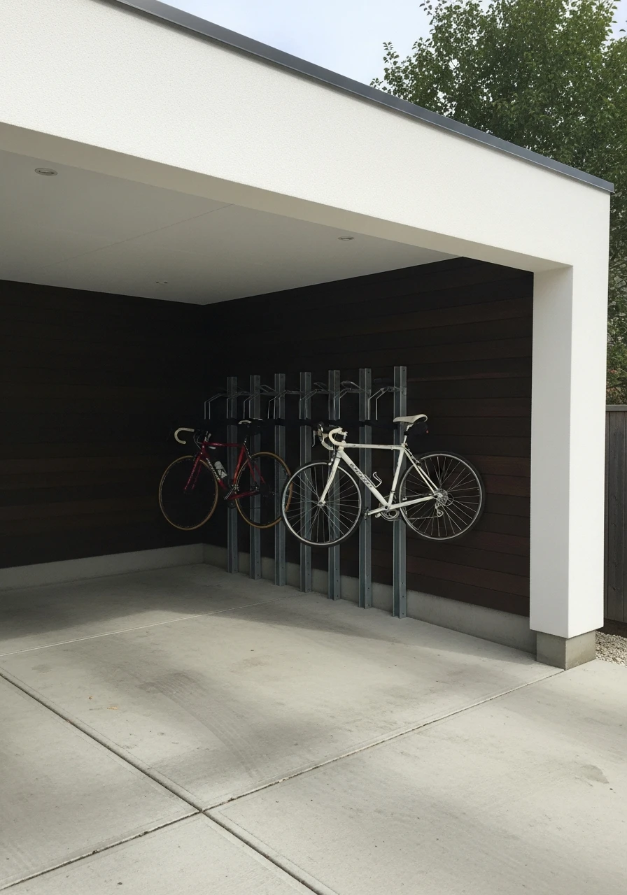 Built-In Bike Storage - 50 Modern Carport Ideas for High-End Curb Appeal