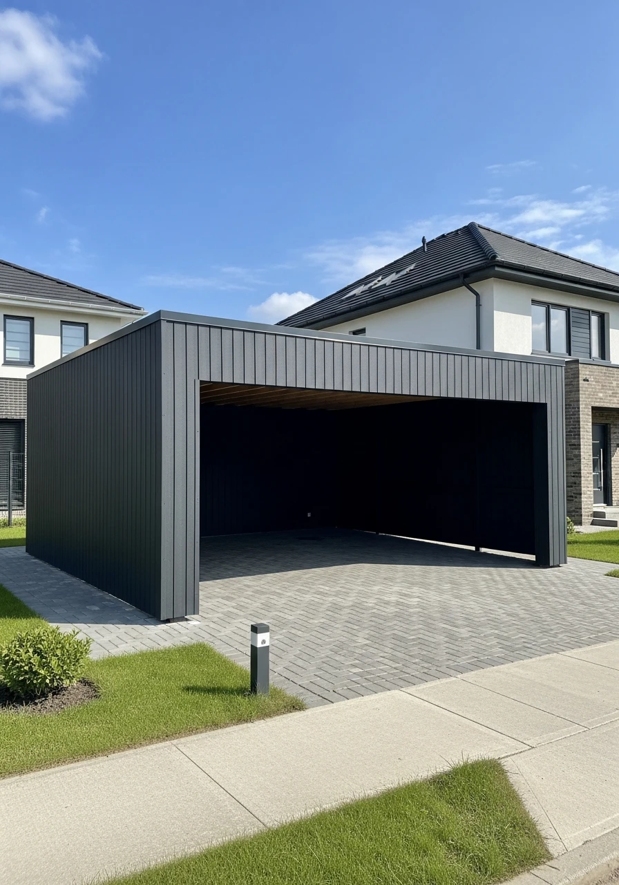 Fully Enclosed Structure - 50 Modern Carport Ideas for High-End Curb Appeal