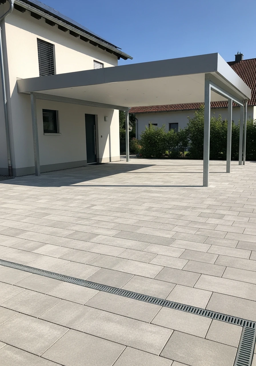 Paver Stone Flooring - 50 Modern Carport Ideas for High-End Curb Appeal