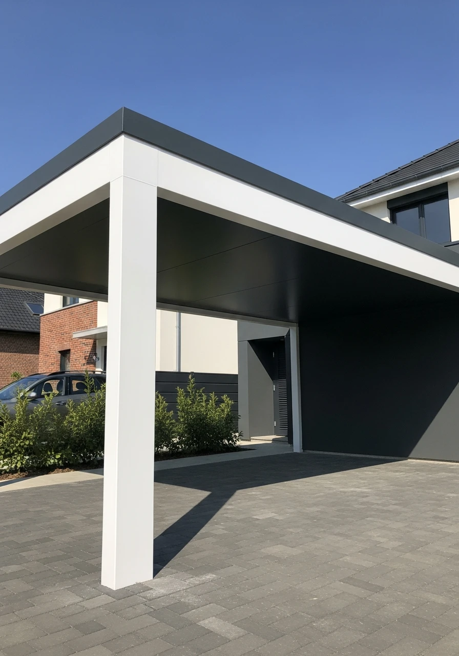 High-Contrast Colors - 50 Modern Carport Ideas for High-End Curb Appeal