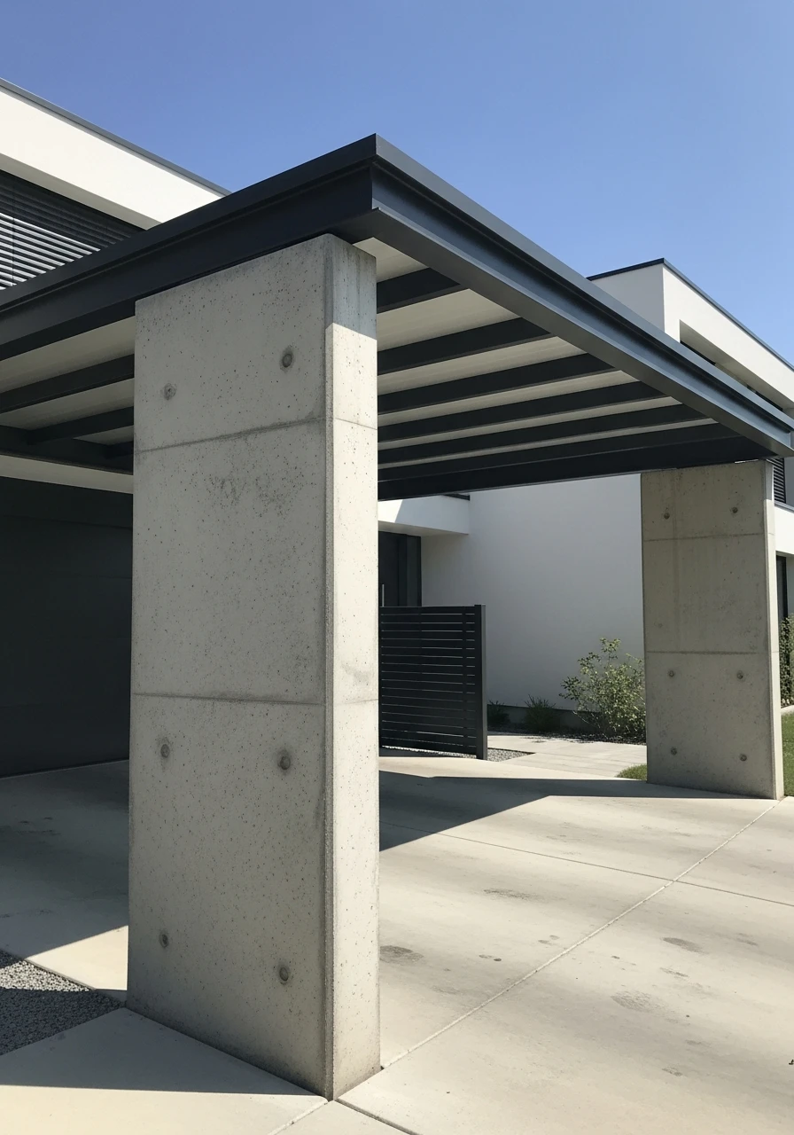 Raw Concrete and Steel - 50 Modern Carport Ideas for High-End Curb Appeal