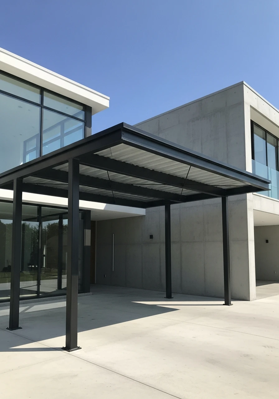 Industrial Steel Structure - 50 Modern Carport Ideas for High-End Curb Appeal
