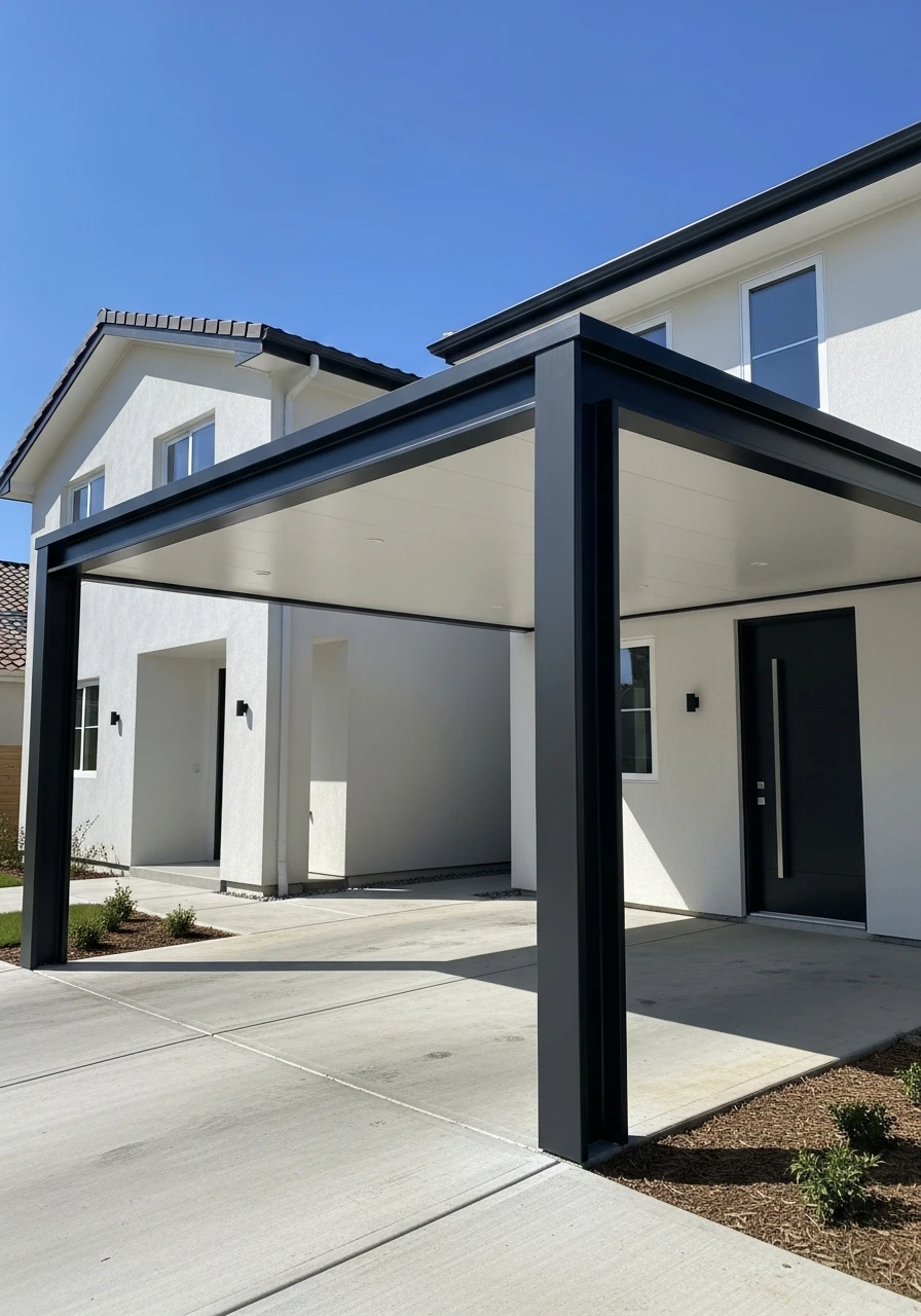 Bold Black Frame Accent - 50 Modern Carport Ideas for High-End Curb Appeal