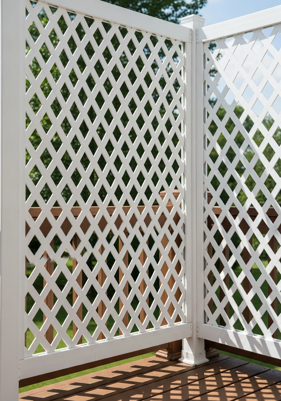 White Vinyl Lattice - 50 Genius Outdoor Privacy Screen Ideas for Instant Backyard Escape
