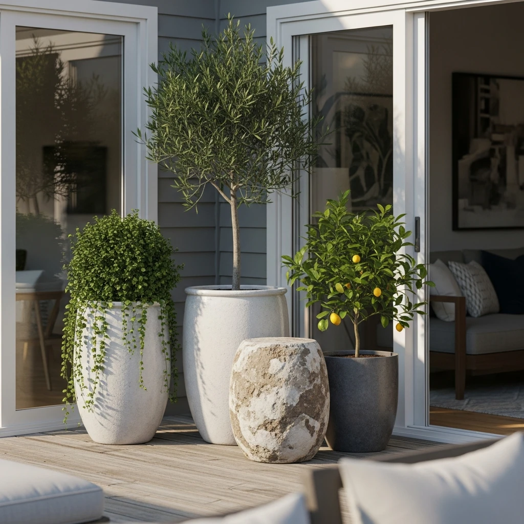 Potted Trees - 50 Simple Patio Decorating Ideas for a Beautiful, Cozy Backyard